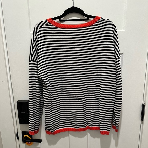 Striped Black and White Top with Red Accents - Picture 4 of 6